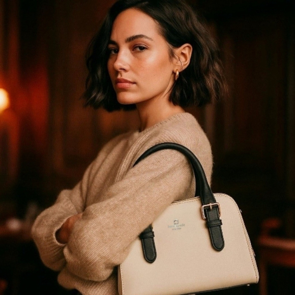 Kate Spade Handbags - Kate Spade Felix Satchel Leather Bag Cream Black